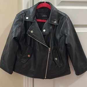 Zara Girls Black Faux Leather Jacket
